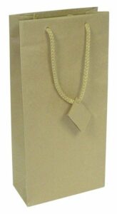 Bolsa de lujo para botella en papel kraft verjurado natural con asa de cordón caja de 25 uds 