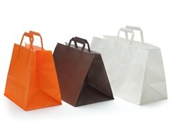 25 Bolsas de papel 32x22x25, asa plana. Varios colores