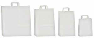 25 Bolsas de papel, asa plana. Blanco 22x11x32