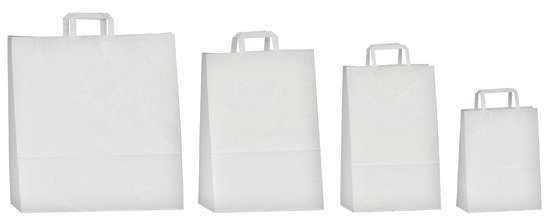 50 Bolsas de papel blanco 40x15x45, asa plana