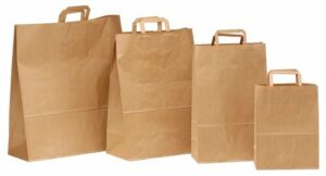 50 Bolsas de papel kraft 32x12x41, asa plana