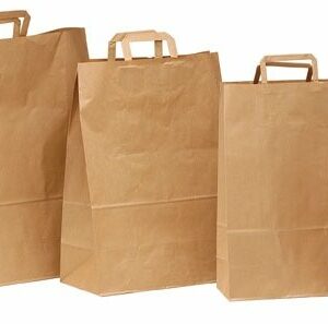 50 Bolsas de papel kraft, 40x15x45, asa plana