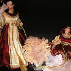 Nacimiento o Belén de Navidad granate y blanco 3 piezas h.30 ms