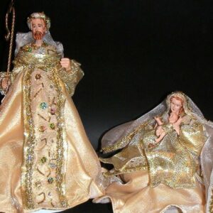 Nacimiento o Belén de Navidad crema y oro 2 piezas
