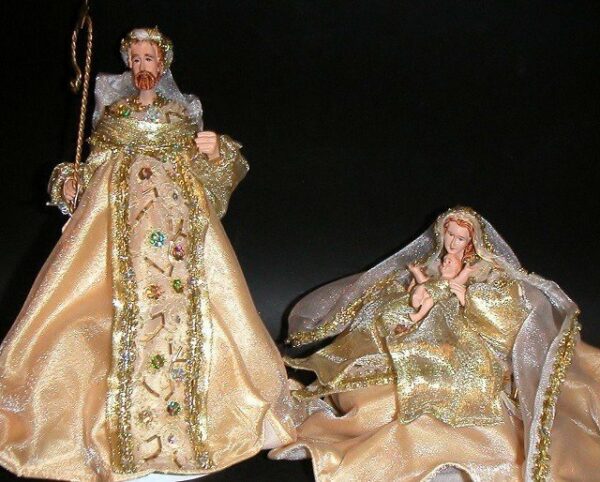 Nacimiento/belén/misterio crema y oro 2 piezas