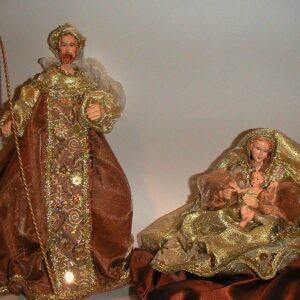 Nacimiento o Belén de Navidad marrón y oro 2 piezas h.28 ms