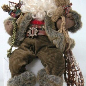 Papa noel rústico sentado con palas de nieve 36 cms