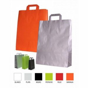 25 Bolsas de papel 32x12x41, asa plana. Varios colores