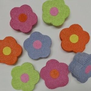 4 Cajitas de regalo de cartón en forma de flor, forrada con yute.