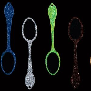 6 Cucharas pizarra glitter. Varios colores