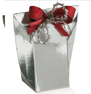 Caja de regalo auto montable shoppy, seda plata. c/25 uds