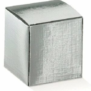 Caja de regalo auto montable, con solapa superior, seda plata. c/25 uds