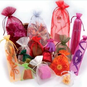 25 Bolsas de organza/cristal 15.5×36 cms.