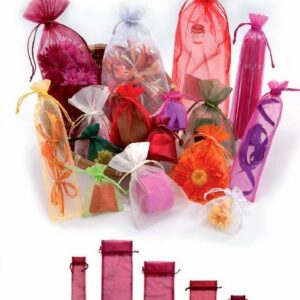 50 Bolsas de organza/cristal 6.5×27 cms.