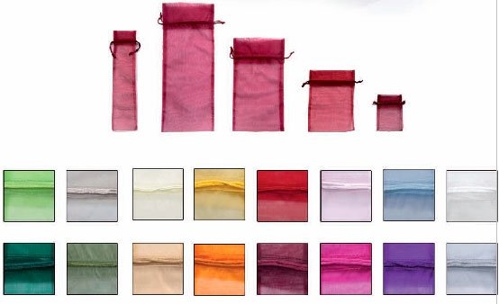 50 Bolsas de organza/cristal 6.5×27 cms.