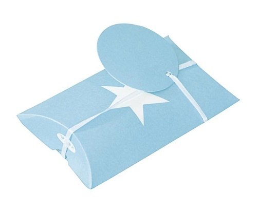 Caja-regalo-azul-claro-estrella-blanca-cumpleaños-bautizo-Comunión-bebé-babyshower
