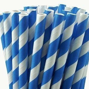 Pajitas de papel rayas azules c/25 uds.