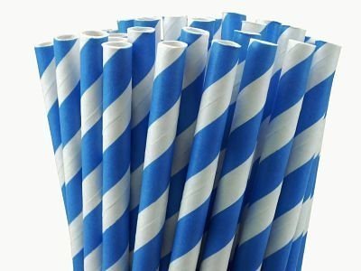 Pajitas de papel rayas azules c/25 uds.