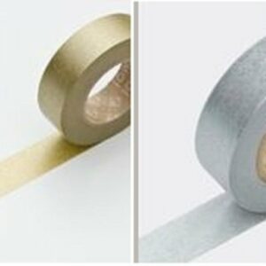 Washi tape-Celo japonés-Masking tape liso metal 15MMX10M. Varios colores