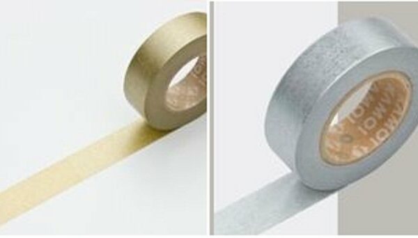 Washi tape-Celo japonés-Masking tape liso metal 15MMX10M. Varios colores