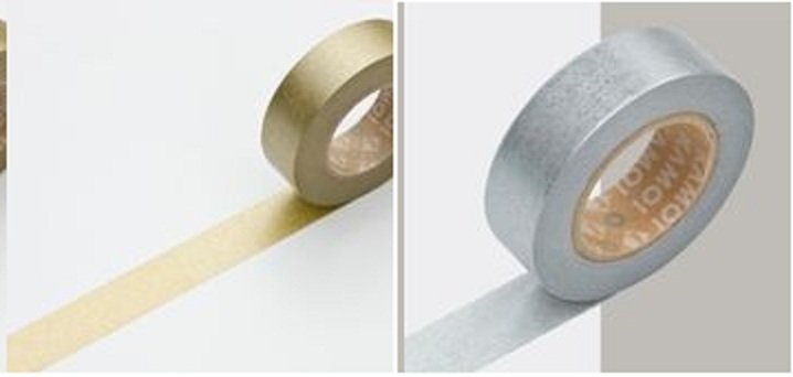 Washi tape-Celo japonés-Masking tape liso metal 15MMX10M. Varios colores