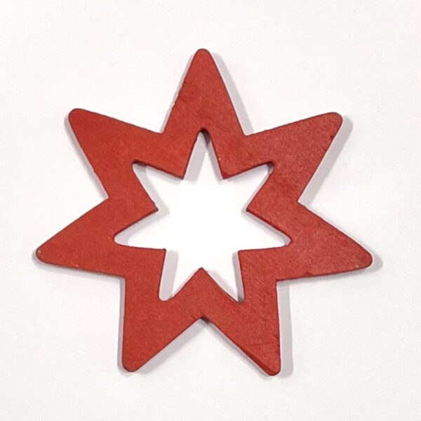 36 Estrellas de madera granate. c/36 uds