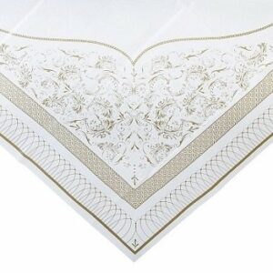 Mantel de papel dorado y blanco 140×140 cms
