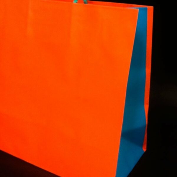 Bolsa de papel bicolor  naranja – turquesa 25x12x24 C/5 unidades