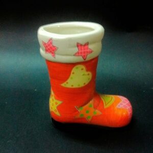10 Botas de Papa Noel,  cerámica naranja 8×9 cms