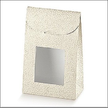Caja de cartón, piel blanca con ventana 11.5x18x5.5 C/25 uds