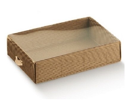 5 Cajas de regalo kraft con tapa transparente-ventana 20x15x8 cms.