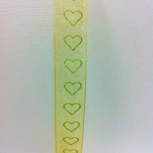 Cinta amarilla con corazones brillo 15 mm x 10 m