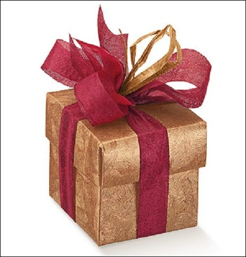 Caja de regalo de cartón en color cobre. Mod. fondo+tapa, 6x6x3.5 cms C/10 uds.
