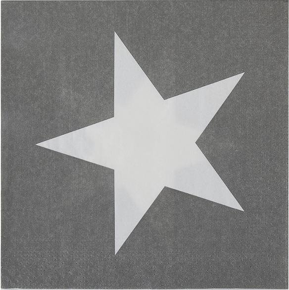 20 Servilletas de papel, grises con estrella blanca