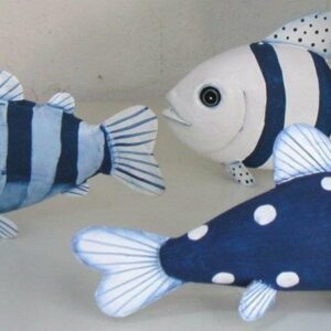 Set de 3 peces metálicos, azul y blanco