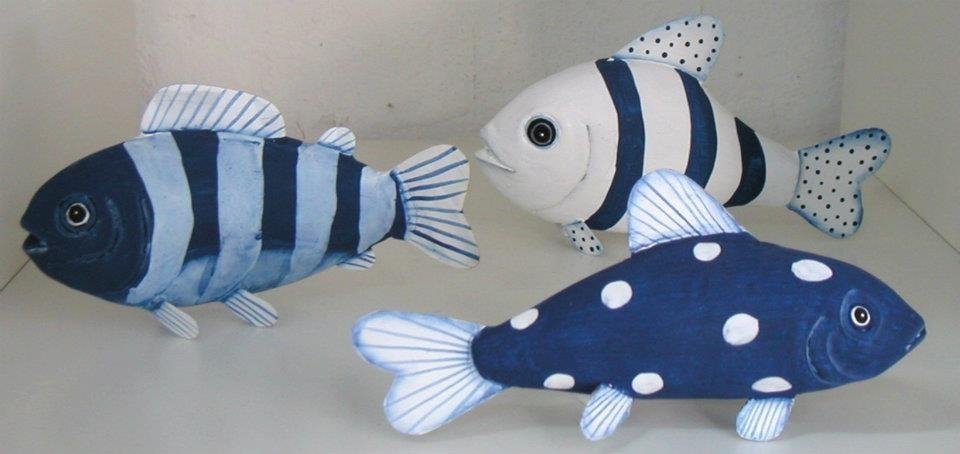 Set de 3 peces metálicos, azul y blanco
