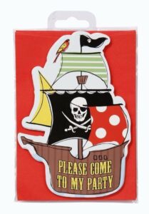 10 Invitaciones pirata + 10 sobres rojos