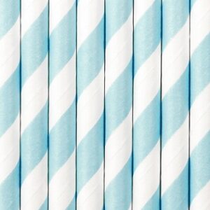20 Pajitas de papel, rayas azul claro.