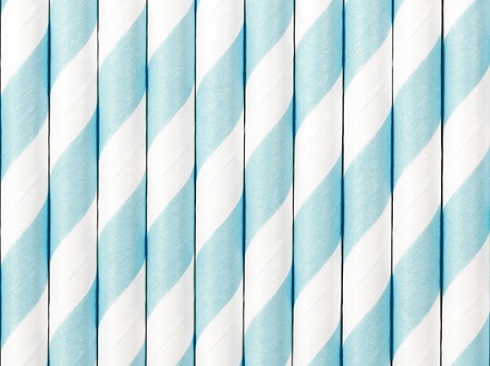 20 Pajitas de papel, rayas azul claro.