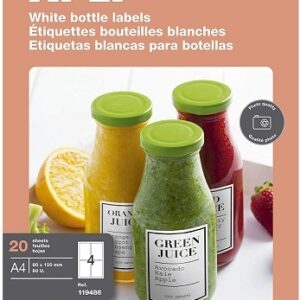 80 Etiquetas adhesivas blancas imprimibles, para botellas