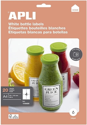 80 Etiquetas adhesivas blancas imprimibles, para botellas