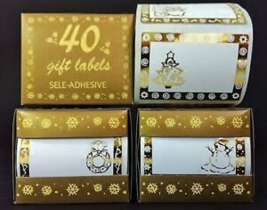 40 Etiquetas adhesivas blanca con stamping oro