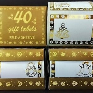 40 Etiquetas adhesivas blanca con stamping oro