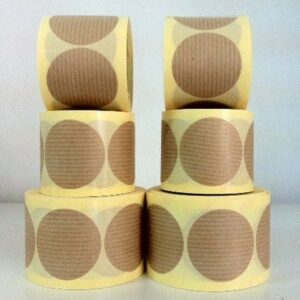 Etiqueta adhesiva circular, kraft natural 40 mm. R/50 uds
