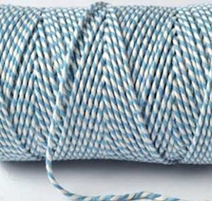 Baker twine azul claro, cordón de algodón, bicolor grueso. 100 m.