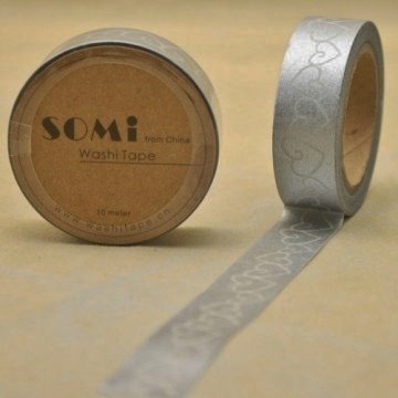 washi tape Corazón de plata. 15 mm x 10 m.