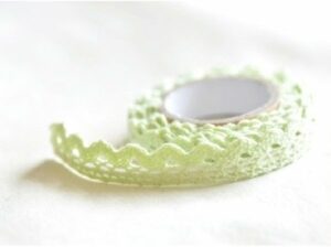 Lace tape / puntilla adhesiva. Crochet verde agua