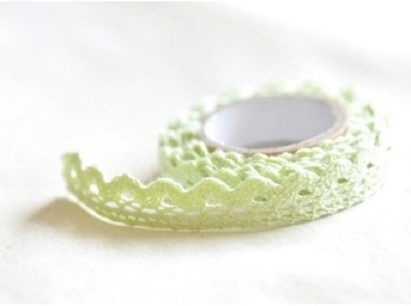 Lace tape / puntilla adhesiva. Crochet verde agua. 15mmx2m. Aprox