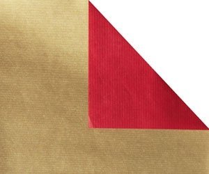 Bobina de papel de regalo, KRAFT, bicolor rojo y oro. 100 m
