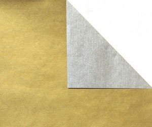 Bobina de papel de regalo, KRAFT, bicolor plata y oro